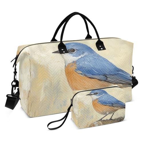 Bird Rock Vintage Duffle Bag for Travel, Gym Bag with Multiple Interior Pockets for Men Women Overnight Purse Included 20.5 x 1.9 x 13.8 In
