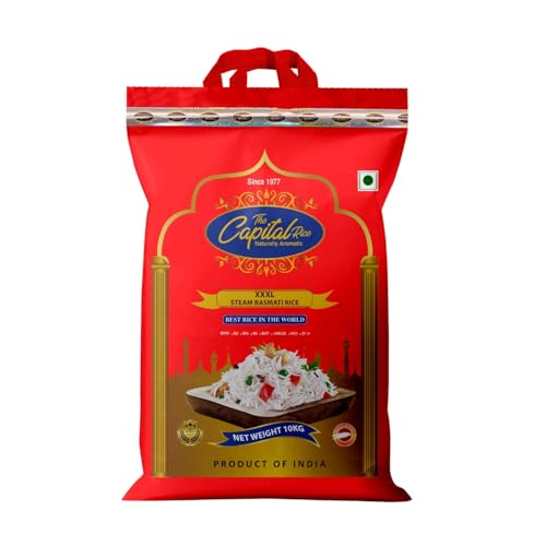 Image of The Capital XXXL Basmati Rice - 10Kg Naturally Aromatic Long-Grain Steam Rice | Extra Long, Fluffy & Non-Sticky