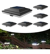 HUYIENO Solar Post Cap Lights,Outdoor Deck Fence Post Lights,Powerful Lithium Battery 20Lumens Tw...