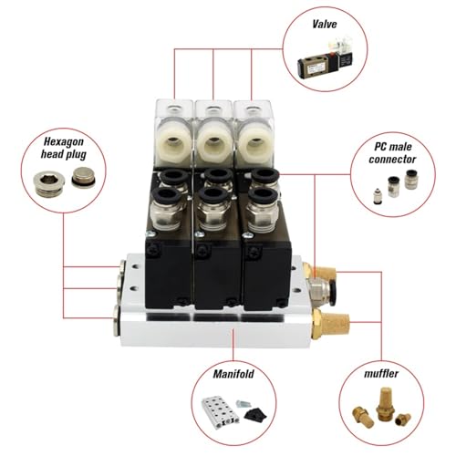 Électrovanne 4V210-08 24V haute précision, conception pneumatique supérieure 1/4" - 6