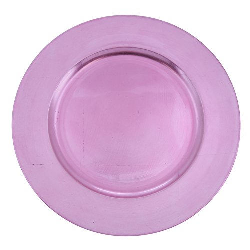 SARO LIFESTYLE Decorative Charger Plates, 13” Round Plastic Charger Plates, Set of 4 – Elegant Table Décor for Events, Weddings & Home Dining, Pink
