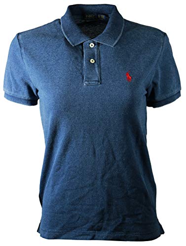 Image of Polo Ralph Lauren Womens Classic Fit Mesh Polo Shirt (S, Indigo Blue (Red Pony))