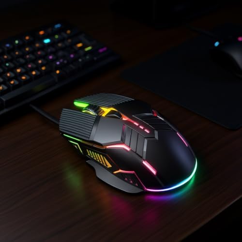 Image of Game Wired Luminous Mouse Silent USB Mouse with RGB Lighting for Desktop, Office & Gaming Use 1.2m Cable Length & Laptop Compatible Designed for Ergonomic Comfort