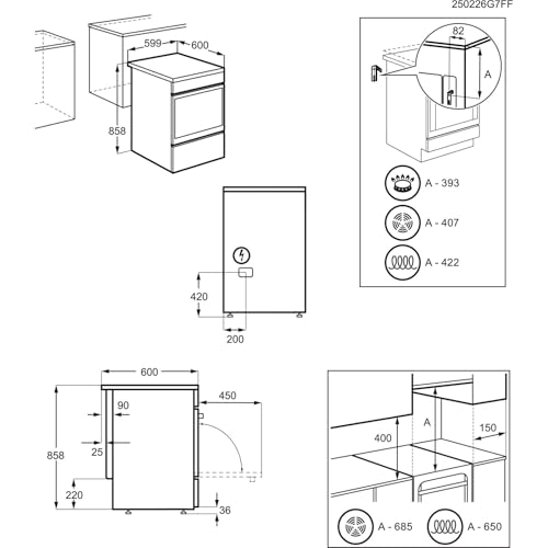 Electrolux Cucina Elettrica 4 Fuochi Con Forno Elettrico A 60X60 Cm LKR620066W - 4