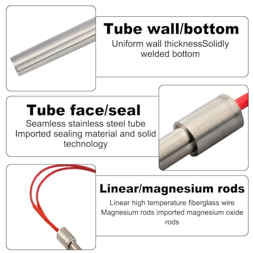 Beatific 2 Stück 220V 350W Pellets Hot Rod Zündkerze, 140x10mm Zuendkerze für Pelletofen, Edelstahl Kamin Zündstab, Holzpellets Ofen Zuendstab, Pellet Heizung Zünder, Heizrohr Kamin Grill Herd Teil