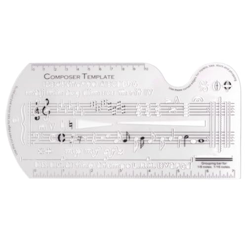 Music Composer Template Ruler, Transparent Plastic Staff Writing Guide with Pentatonic Scale, 8.3x3.9 Inch Drawing Template for Musical Notation