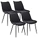 Produktbild WOLTU 4 x Esszimmerstühle 4er Set Esszimmerstuhl Küchenstuhl Polsterstuhl Design Stuhl mit Rückenlehne, mit Sitzfläche aus Leinen, Gestell aus Metall, Dunkelgrau, BH208dgr-4