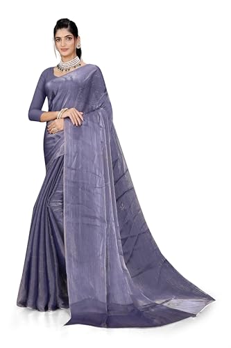 ETHNICMODE sari indio mujer Plain Zari Chiffon Light Weight Party Gold Blue Saris With Unstitched Blouse Piece 1246