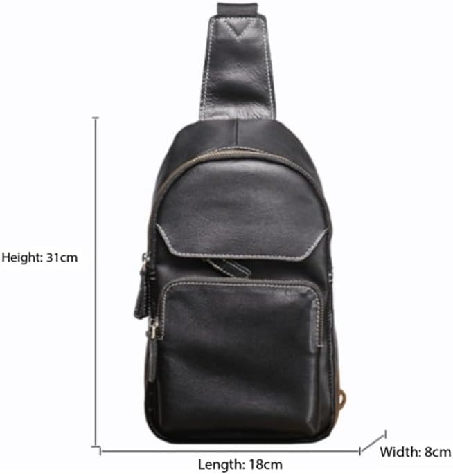 Men's Genuine Leather Chest Bag Casual Sports Crossbody Single Shoulder