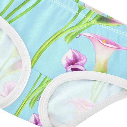 Cotton Toddler Underwear Floral Purple Floral Calla Lilies Green Blue Cute Panties Girl Print Briefs Undies Kids 2t4