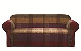 Chezmoi Collection Gitano Gold Heavy-Duty Jacquard Couch/Sofa Cover Slipcover, Burgundy Purple Green