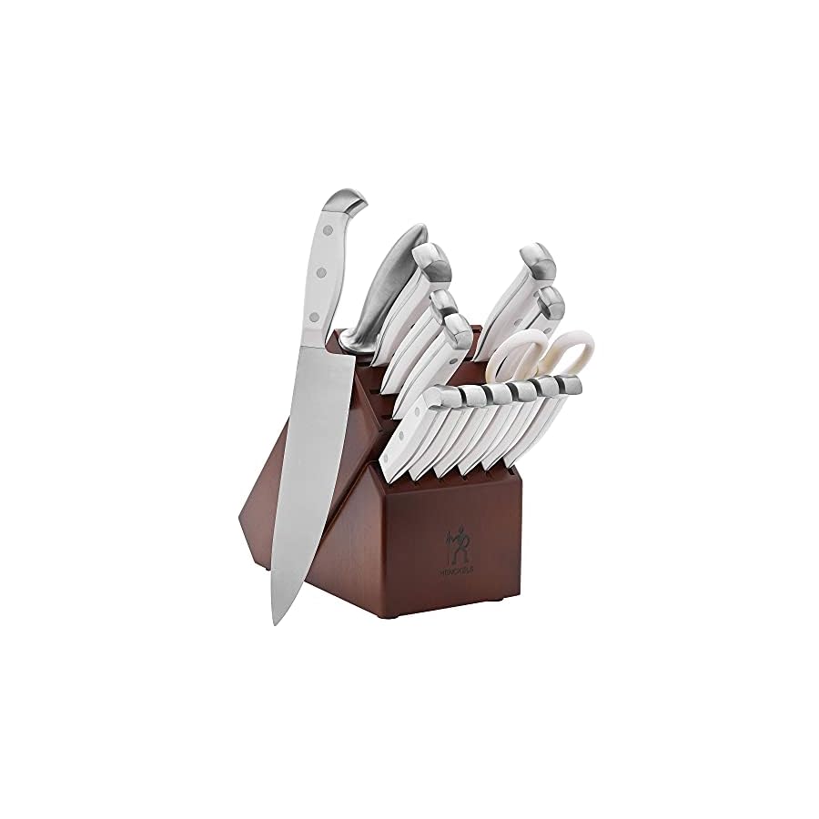 HENCKELS-Statement-Knife-Block-Set-15pc-White HENCKELS Statement Razor-Sharp 15-Piece White Handle Knife Set with Block, German Engineered Knife Informed by over 100 Years of Mastery