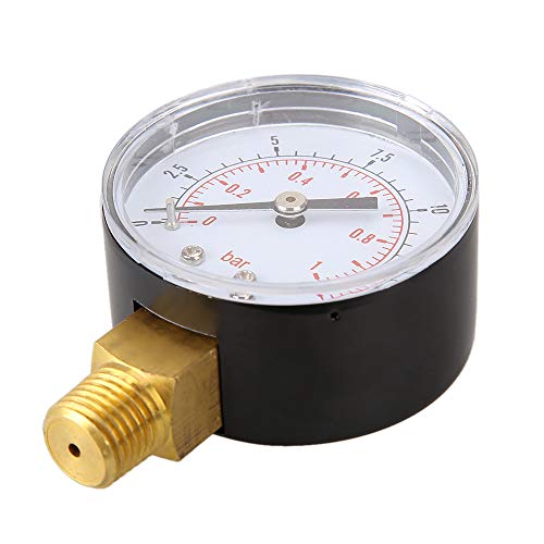 Raybre Art® Pressure Gauge 0-15 PSI & 0-1 Bar 40mm Dial 1/8 Inch BSPT Bottom Connection