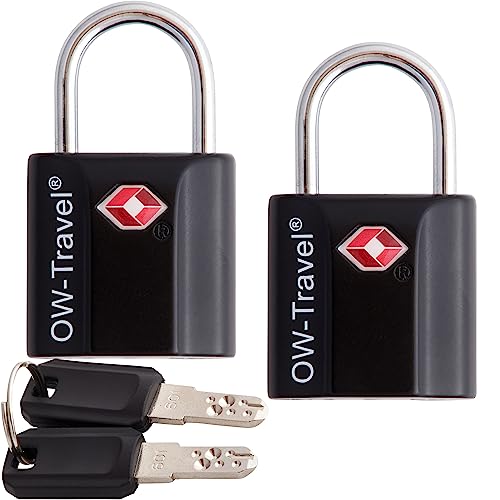 OW-Travel Schloss mit Schlüssel Kofferschloss Vorhängeschloss Gepäckschloss Sicherheitsschloss Schlüsselschloss Diebstahl Sichere Lock TSA Schloss für Reisekoffer Spind Rucksack Luggage:2Schwarz