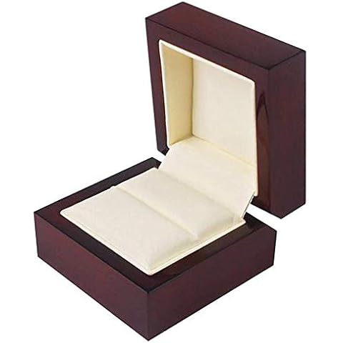 DGJEL Solid Wooden Jewelry Holder Display Gift Wedding Ring Band Box Case 60x60x45mm Cover