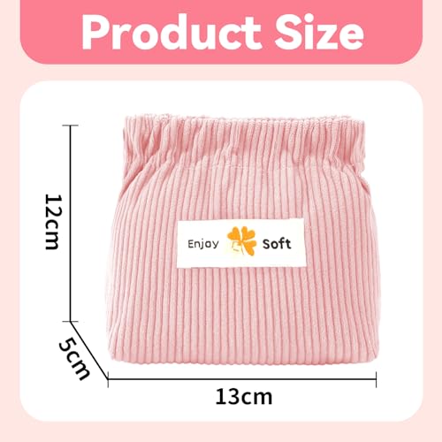 AUGSUN 6pc Corduroy Elastic Hair Tie Organizer, Storage Bag, Makeup Pouch, Travel Accessory, 5.11 x 1.96 x 4.72 IN, Milky White, Green, Blue, Coffee, Pink, Purple2