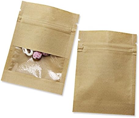 50 Sacs Mylar Avec Fenêtre - Fermeture Zip Aluminium 9x13cm - Conservation Aliments Café