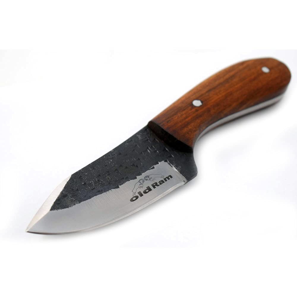 Old Ram Fix Blade Full Tang Hunting Knife Wood Handle High Carbon Steel w/Sheath.
