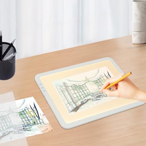 Rechargeable A3 Light Pad LED, Adjustable Brightness Tracing Light Box with 3 Colors, Portable Wireless Light Board for Diamond Painting Sketching and Drawing