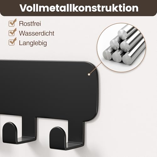 Miniatura 5 de Pickpiff Ganchos Para Llaves De Pared, Porta Llaves Autoadhesivo Sin Taladro Para Pegar En La Pared, Negro 1 Pack