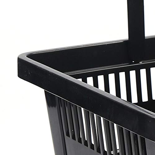 12Pcs Shopping Basket 28L Black Plastic Shopping Basket With Handles Market Grocery Retail Store Supplies Handheld Basket 18.9 * 13 * 10.2 Inch #TOP7
