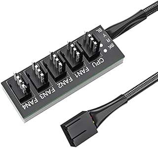 PWM Fan Hub 5 Way, Mellbree 1 to 5 PWM Fan Splitter Hub Adapter Cable for 12V Desktop Computer Cooler Case Fans 4-Pin & 3-Pin