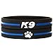 SayitBands 50 of K9 Thin Blue Line Bracelets with Paw Print - Silicone Wristbands