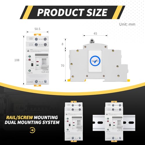 Netzvorrangschaltung Dual Power Automatic Transfer Switch 2P 63A 220V ATS Photovoltaico Schalter 2 Positionen Notstrom Umschalter-Doppelspeisung für Haushalts und Industrieanlagen