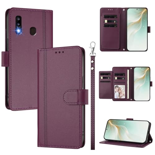 �X�}�z�P�[�X �Ή��@�� for Samsung Galaxy A20 / A30 / M10S �X�}�z�P�[�X�y�E�H���b�g�f�U�C�� �f���A���J�[�h�X���b�g �L���b�V�� �t���b�v���X�^���h �����h�~�zViolet