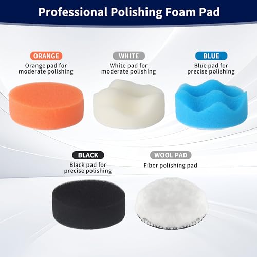 174 piezas Discos de Lija,para el Acondicionamiento de Faros, Accesorio Pulidor para Atornillador de 75 mm con Almohadillas Abrasivas de Grano 60-10000, Almohadillas pulidoras y papel Abrasivo - imagen 5