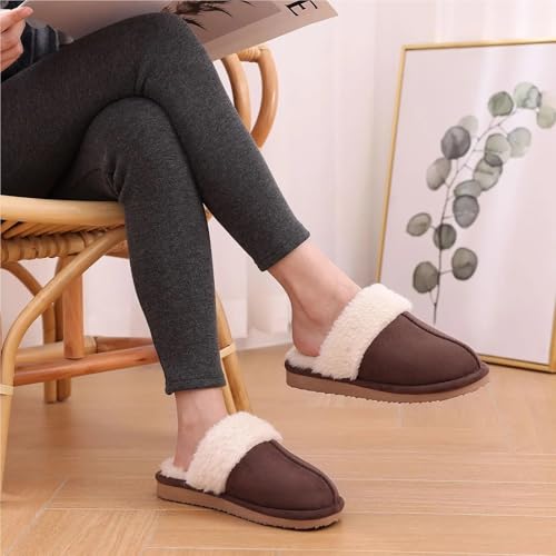 Chaussons moelleux en daim de qualité supérieure avec col fourrure