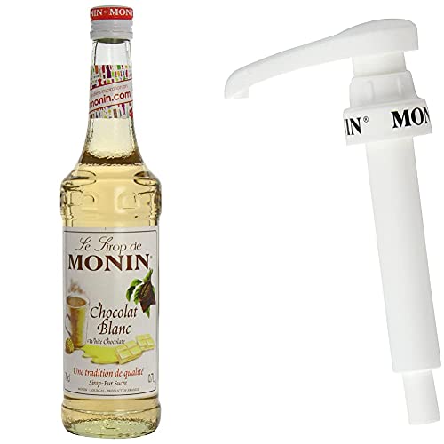 MONIN Premium White Chocolate Syrup 700 ml & 10 ml pump for 1 L PET and 25 cl MONIN Premium Syrup bottles