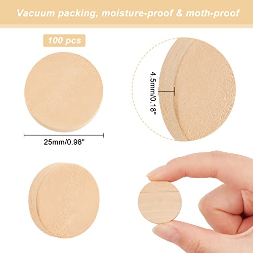 OLYCRAFT 100 x Unfinished Round Wooden Circles 0.98 Inches Natural White Discs for Painting Wedding, Home Decoration - Image 2