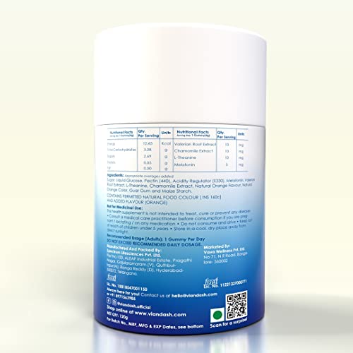 Vi & Ash Sleeping Gummies For Restful Sleep | Melatonin, Valerian Root, L-Theanine & Chamomile Orange Flavour Sleep Supplement For Improved Sleep Quality | 100% Vegan 30 Gummies (30 Day Pack) #TOP7