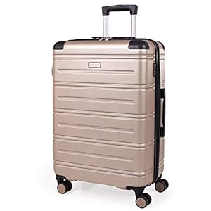 Pierre Cardin Lyon CL889 Valise rigide en ABS avec 8 roulettes pivotantes et poignée télescopique, champagne, M, Valise