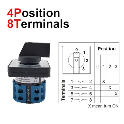 Interruptor de conmutación de leva selector rotatorio de 2 3 4 posiciones LW28-20 500V 2