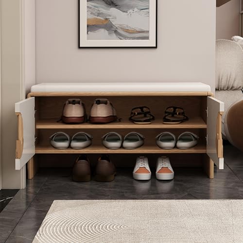 Banc de rangement à chaussures moderne 90cm en cuir pour entrée