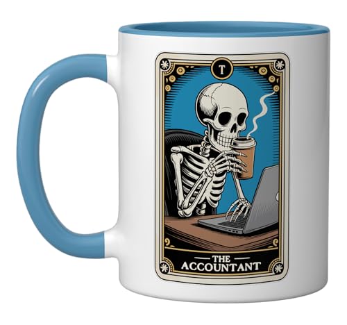 The Accountant Tarot Card Funny Accounting CPA Bookkeeper Ceramic Mug, Blue/White