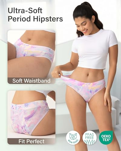 Image of Neione Period Underwear for Women Mid Rise Menstrual Panties Modal Hipster Briefs Soft Stretch