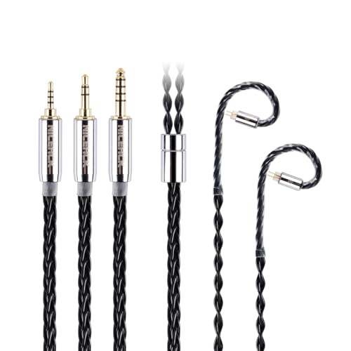 NICEHCK BlackCat Ultra IEM Cable, 8 Core Earphone Upgraded Cords, Zinc Copper Alloy Oil Infused in Ear Monitor Cables, Wired Earbuds for Audiophile Musician Singer (3.5mm 0.78 2Pin)