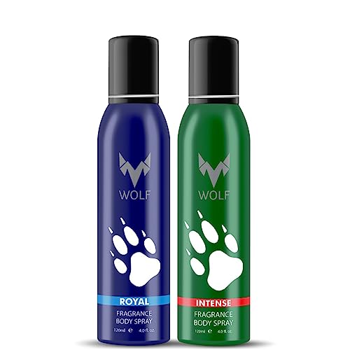 Image of Wolf Royal & Intense - No Gas Perfumed Bodyspray for Men-Pack of 2(120 ml+120 ml)