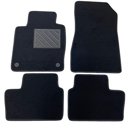 Tapis de sol pour Nissan Juke II 2020 - sur mesure antidérapante, talonnette en caoutchouc renforcé, boutons de fixation, Noir