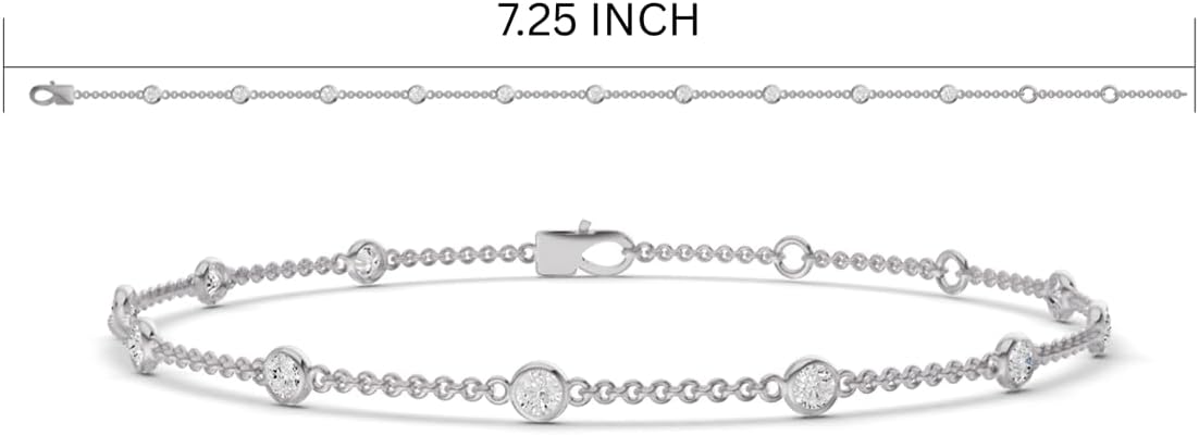 TimeLess Classics Women's Bracelet - Bezel Set Lab Grown Diamond Station Bracelet in 14K White & Yellow Gold - 0.25-4 Carat TW