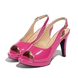 Lyngixko Women’s Sexy High Heels Peep Toe Ankle Strap Platform Block Slingback Dress Pumps Shoes for Women