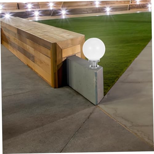 Lampe extérieure globe blanc IP65 et poteau aluminium pour villa