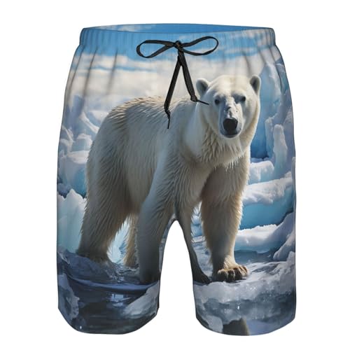 Men's Swim Trunks Polar Bear Ice Quick Dry Board Shorts with Pocket Swimsuit Swimwear for Men Beach Shorts4