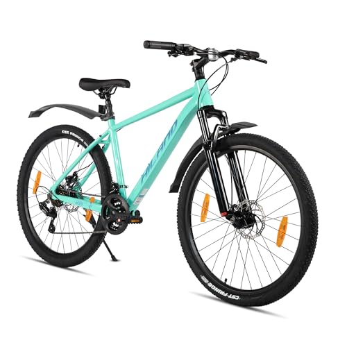 HILAND Bicicleta de Montaña 26 Pulgadas, para Hombre y Mujer, 21 Velocidades, MTB con Cuadro de Aluminio y Frenos de Disco Dobles, Verde