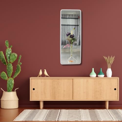 Image of Modern Elegance Rectangular Wall-Mounted Mirror Metal Framed Wall Mirror Bathroom Mirror Living Room Mirror Home Decor Mirror 18 x 48 Inches White MF 102