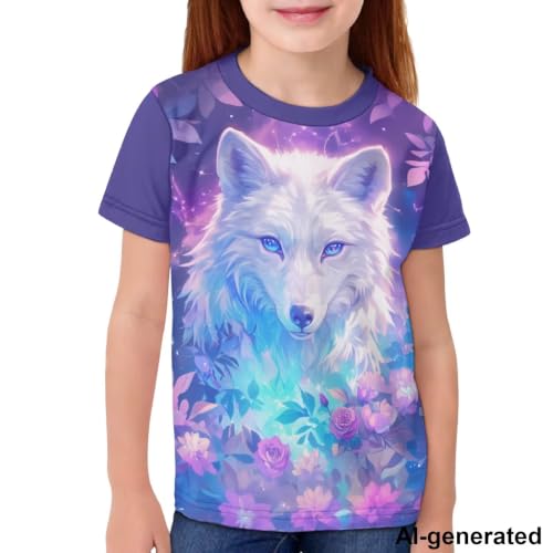 Image of Novelty 3D Graphic T Shirts for Kids Crew Neck Funny Animal Print Short Sleeve Girls Tshirts 3-16 Years
