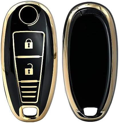 Coll of Fest TPU Gold Car Key Cover Compatible for Maruti Suzuki Ignis | SCross | Baleno | Ciaz | Vitara Brezza | Swift 2 Button Smart Key Case